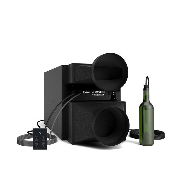 WhisperKOOL Phantom 5000 Fully Ducted Wine Cooling System Standard Thermostat and Bottle Probe 